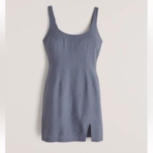 Abercrombie gray linen material mini dress (90s Scoopneck Slip Mini dress)